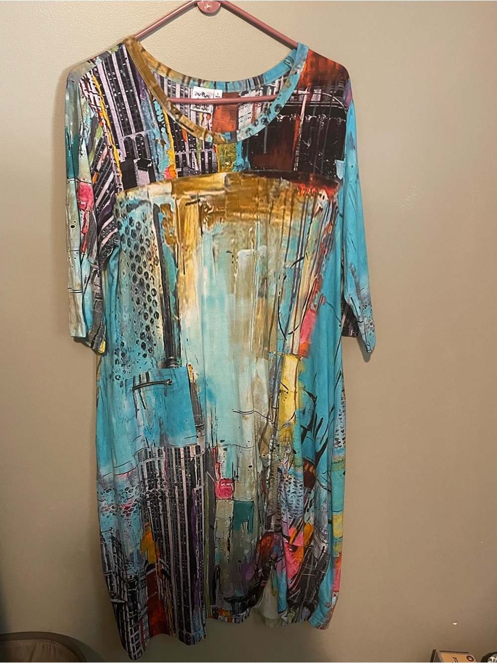 Parsley & Sage Turquoise Multi-Color Asymmetrical Women's Dress